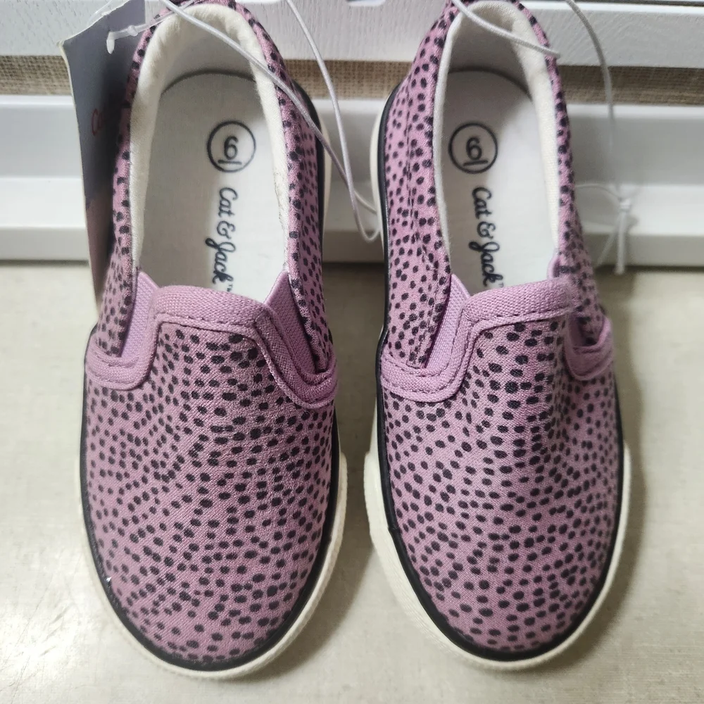 Cat&Jack Kids' Pink/Lilac Patterned Slip-On  Sneakers, Size 6, NWT